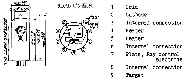 6DA5真空管ピン配列