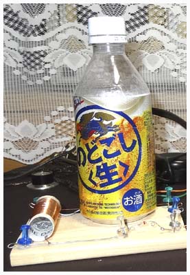 缶ビールバリコン鉱石ラジオ試作品1